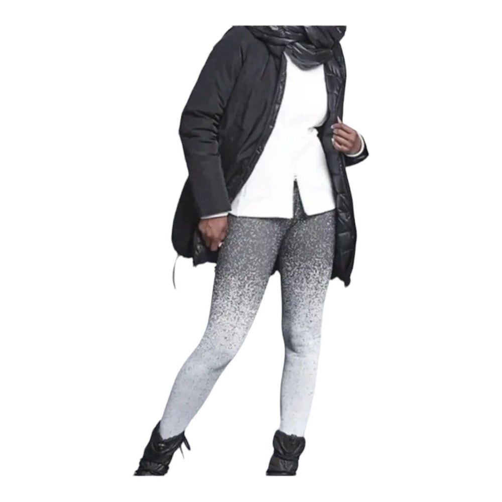 ATHLETA Small Flurry Ombré Tights Black & White Speckled Gradient